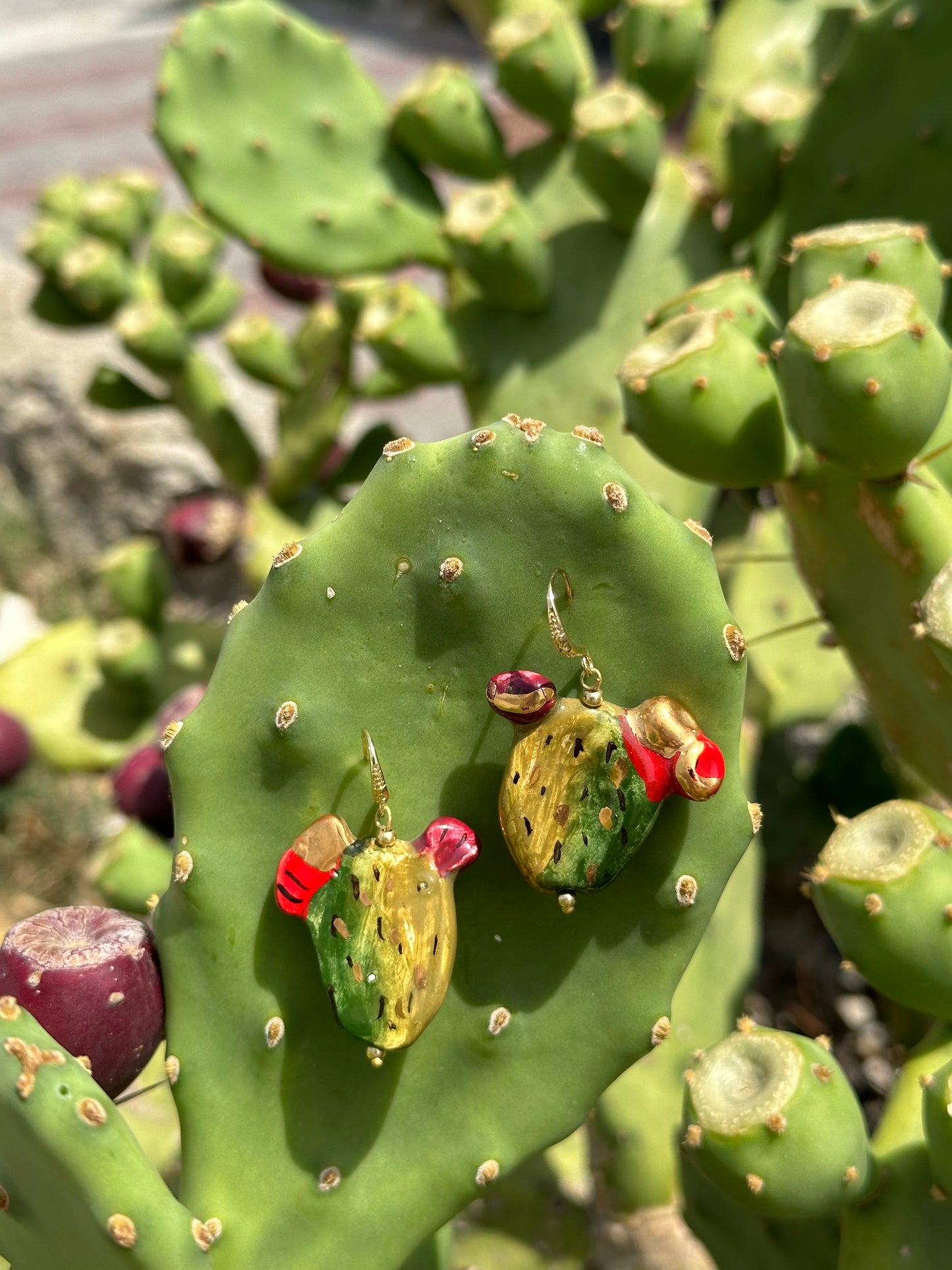 Pendientes cerámica cactus