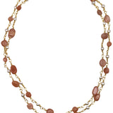 Cadena piedra luna rosa y perla