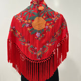 Mantón rojo bordado Cantillana