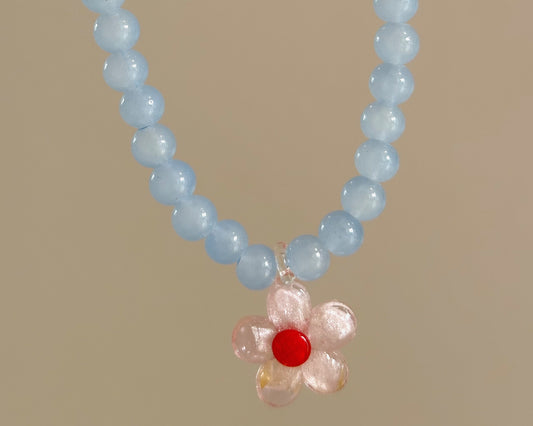 Collar cristal flor azul