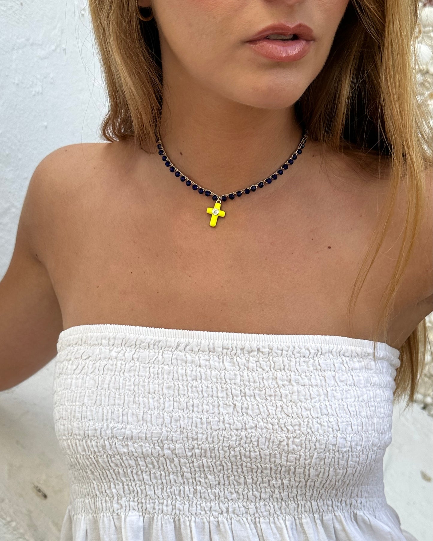 Collar crochet cruz marino