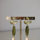 Pendientes hoja verde hueso