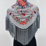 Mantón gris medio bordado Cantillana