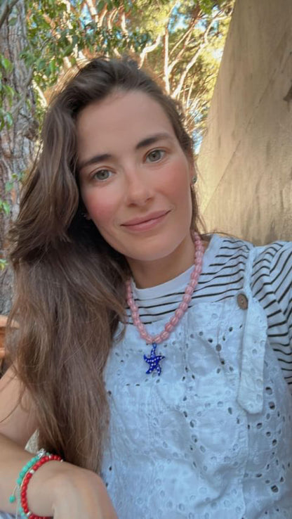 Pink and blue patrician necklace