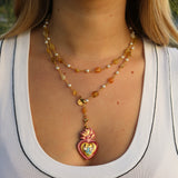 Cadena amarilla ópalo+sagrado corazón