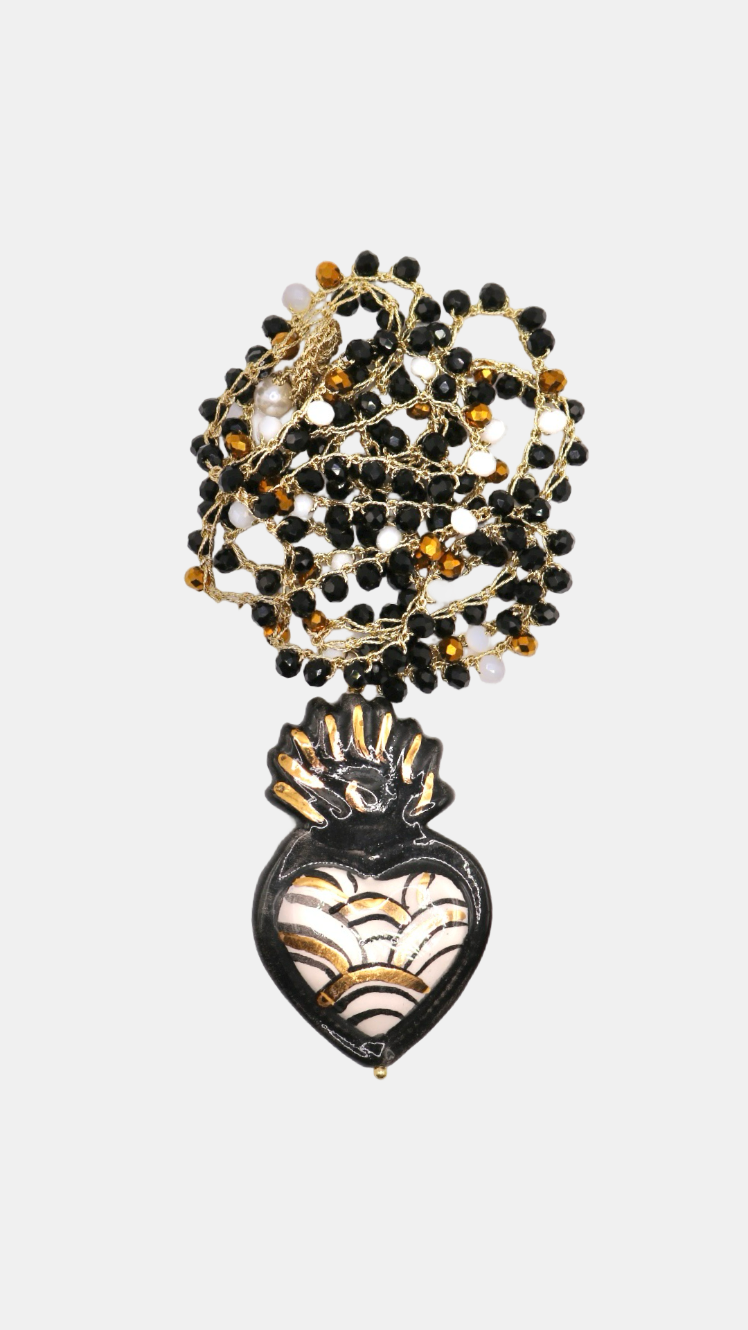 Collar cerámica cuore XL negro