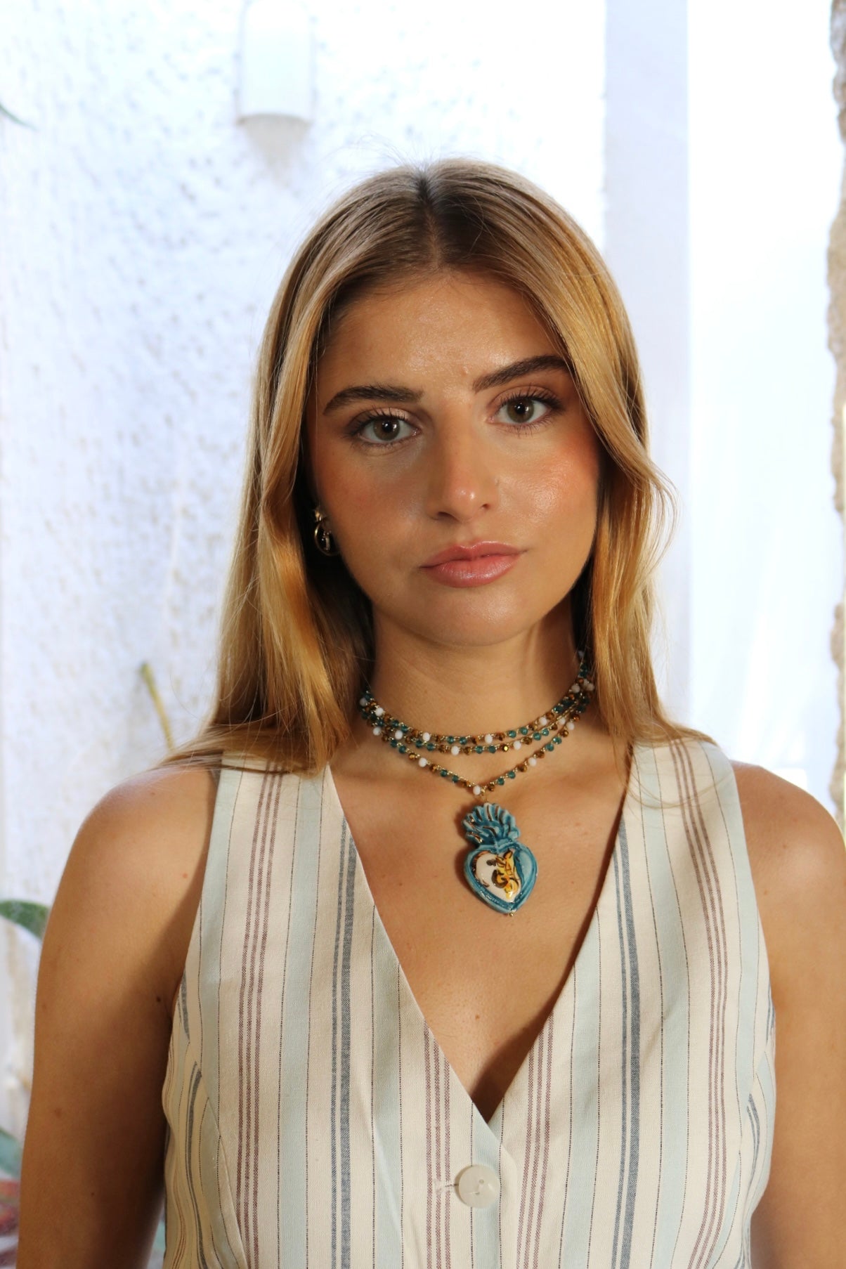 Collar cerámica cuore XL petróleo
