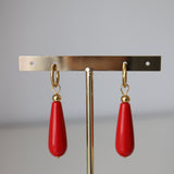 Pendientes aro lágrima roja