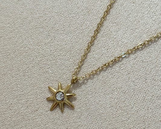 Gold plated sun necklace
