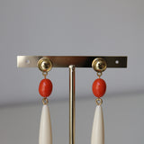 Pendiente botón hueso coral