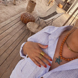 Orange and blue patrician necklace