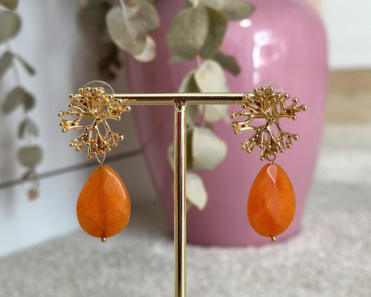 Orange teardrop earrings