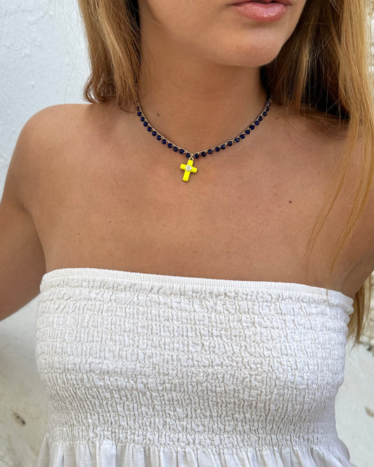 Collar crochet cruz marino