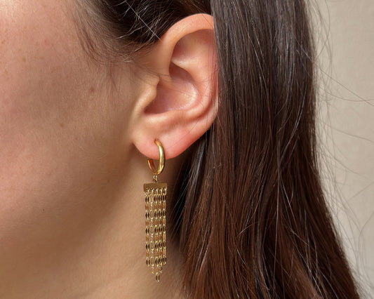 Gold plated fringe earrings