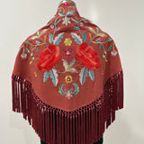 Mantón maquillaje tostado bordado