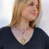 Collar ágata rojo + charm cactus