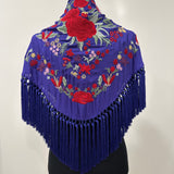 Mantón morado bordado rojo Cantillana