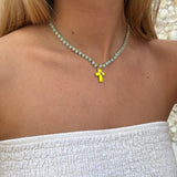 Collar crochet cruz celeste