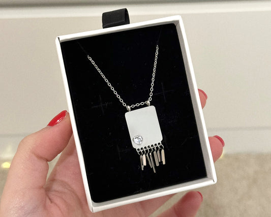 Customizable silver fringe necklace
