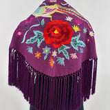 Mantón buganvilla bordado pavo