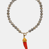 Collar jaspe dálmata + charm cornicello