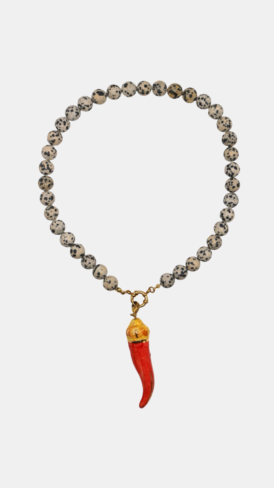 Collar jaspe dálmata + charm cornicello