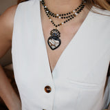 Collar cerámica cuore XL negro