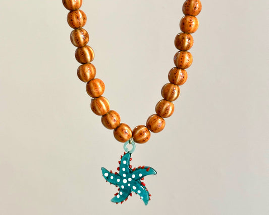 Orange and blue patrician necklace