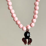 Purple and pink octopus necklace