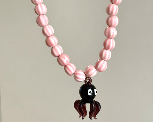 Purple and pink octopus necklace
