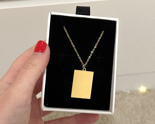 XL gold customizable plate necklace