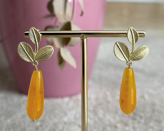 Yellow olive earrings