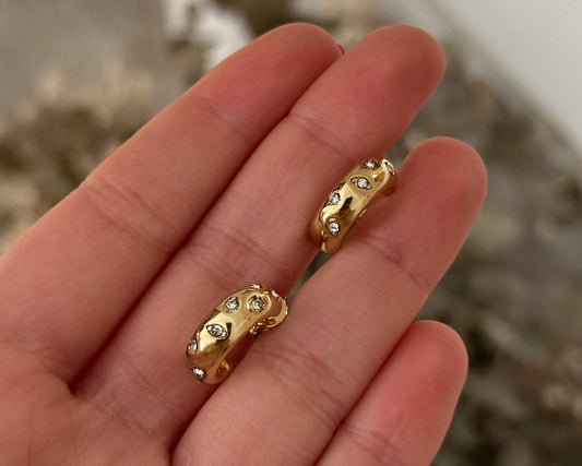 Gold plated zirconia hoop earrings
