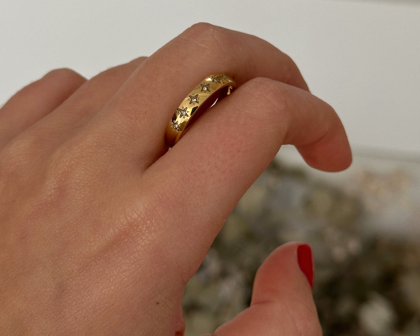 Anillo circonitas chapado oro