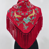 Mantón rojo vivo bordado Cantillana