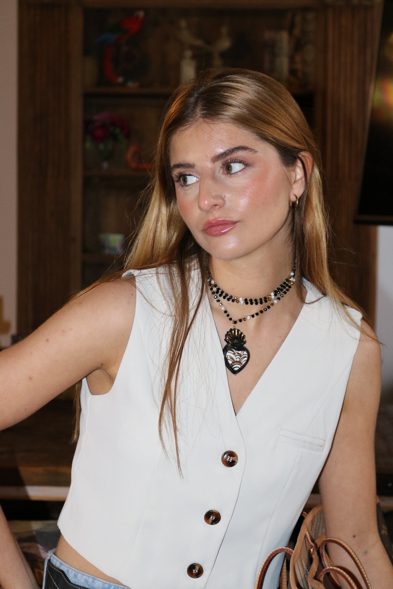 Collar cerámica cuore XL negro