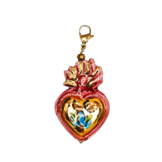 Charm sagrado corazón burdeos cerámica