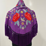 Mantón morado buganvilla bordado