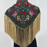 Mantón verde fleco crudo Cantillana