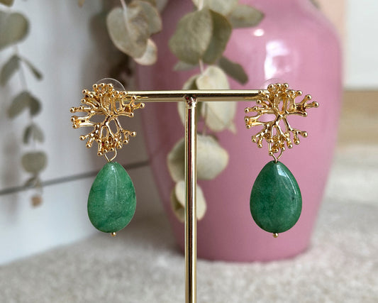 Green teardrop earrings