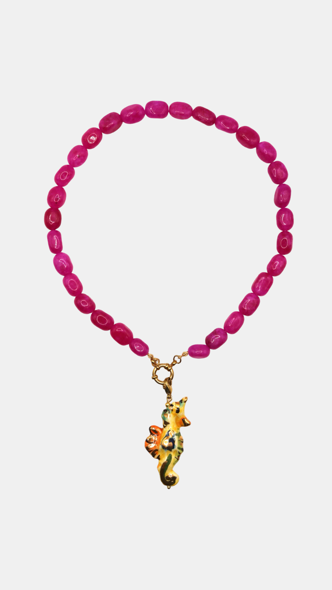 Collar jade rosa + charm caballito