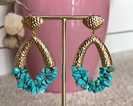 Golden blue stone earrings