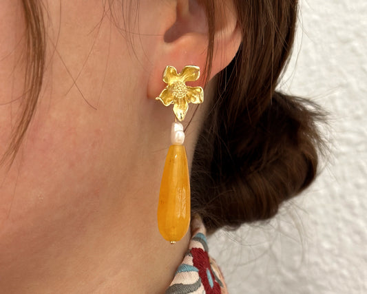 Yellow flower earrings