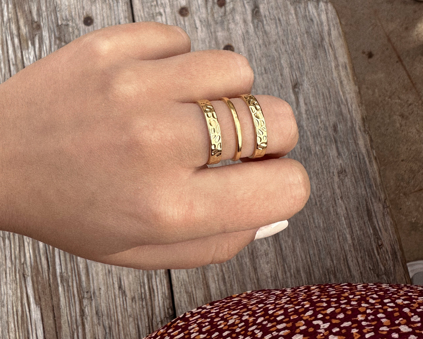 Triple texture ring