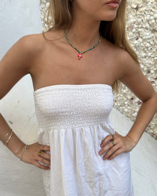 Collar crochet cruz destellos