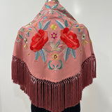 Mantón rosa maquillaje bordado