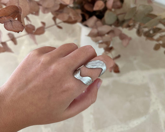 Silver wave ring