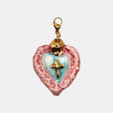 Charm cerámica sagrado corazón rosa