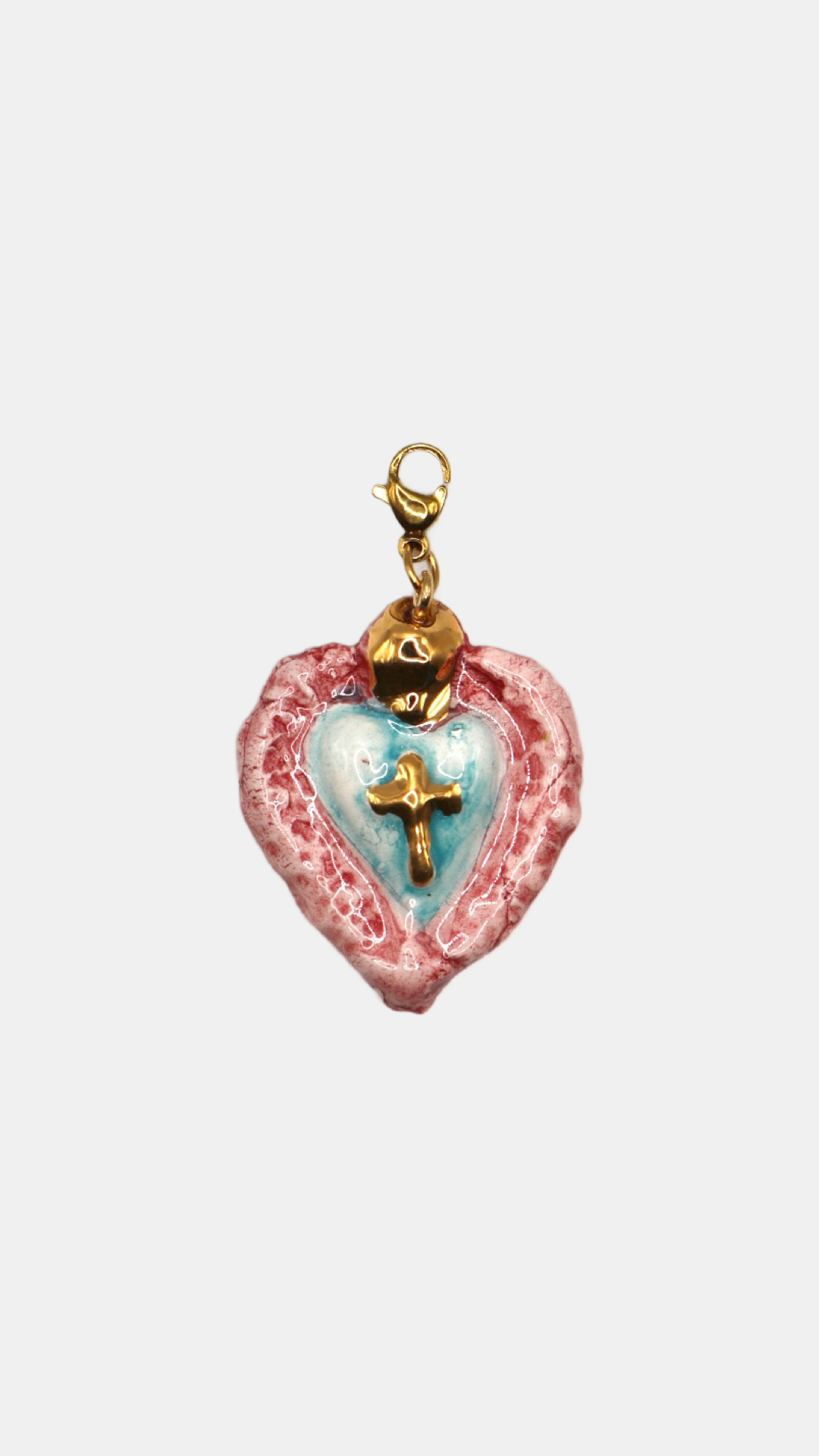 Charm cerámica sagrado corazón rosa