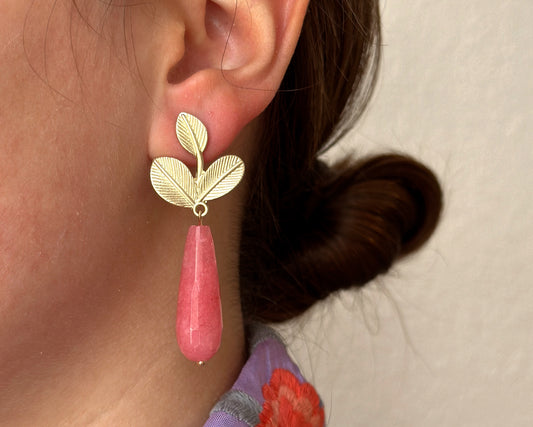 Pink olive earrings